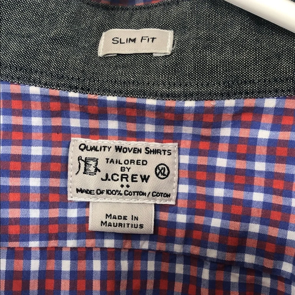 💙J. CREW Men's Casual Blue and Red Checkered Shirt Preppy